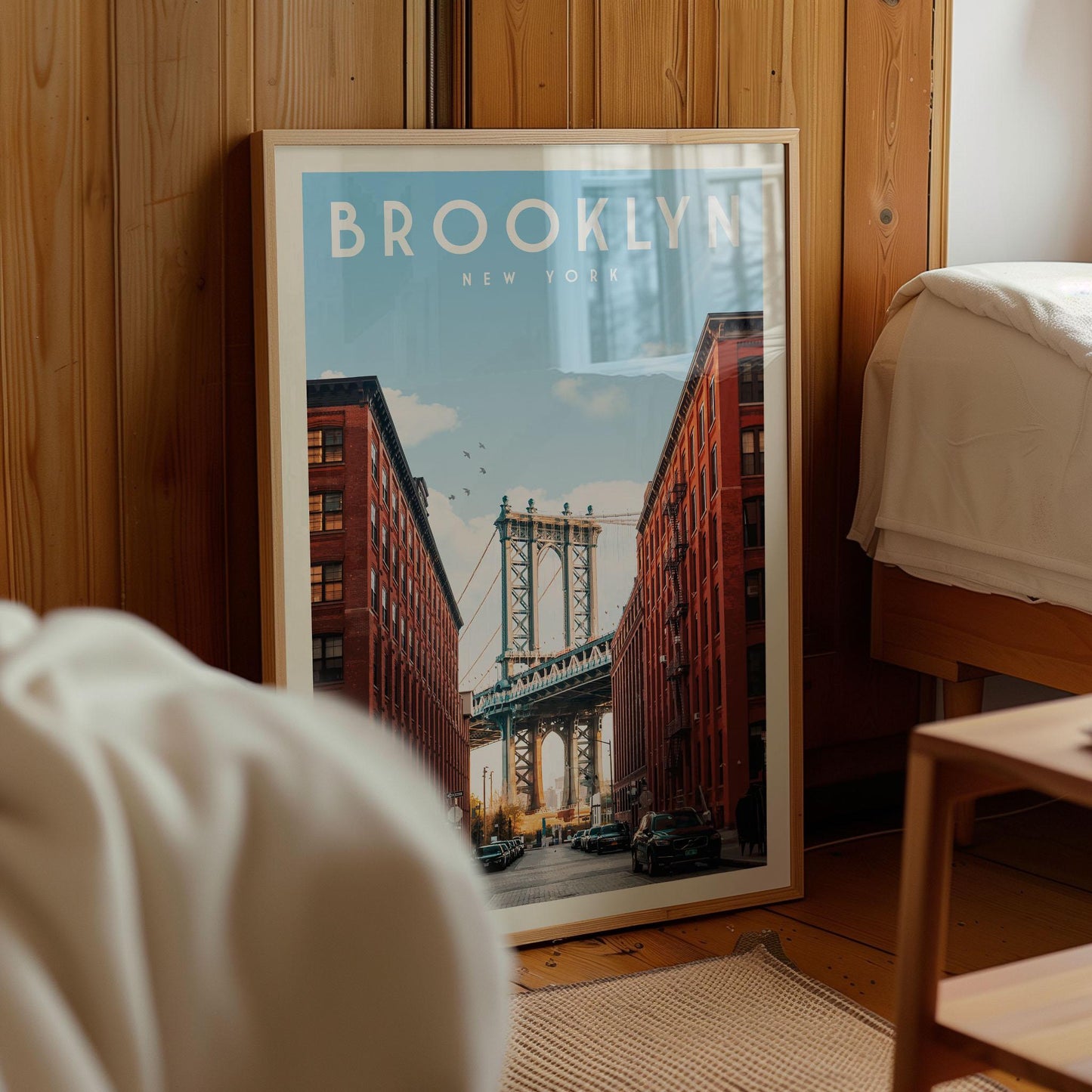 Brooklyn Poster, Brooklyn Wall Art Print | Vintage New York Travel Poster | Brooklyn Print, City Apartment Gift