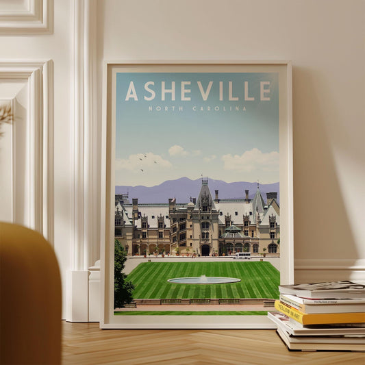 Asheville NC Wall Art, Asheville Art Print, Asheville Travel Poster, North Carolina Decor, Biltmore Estate, Charlotte Gifts