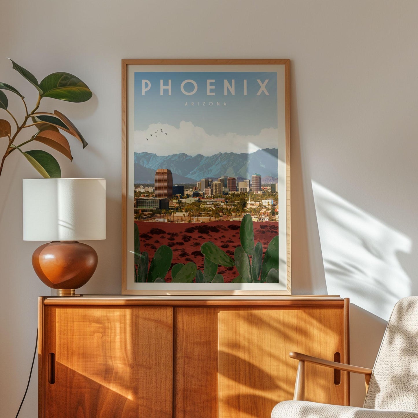 Phoenix Print, Arizona Travel Poster, Phoenix Wall Art, Arizona Gift, Southwest Decor Print, Phoenix Map