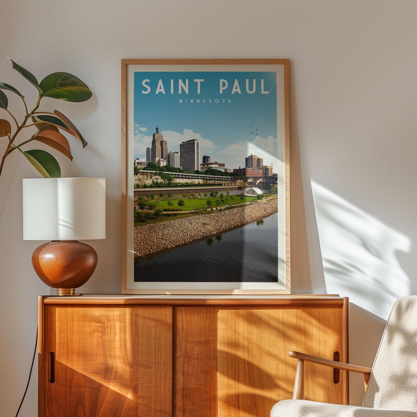 St. Paul Poster, St. Paul Framed Print, St. Paul Wall Art, Saint Paul Minnesota Decor, Minnesota Travel Poster Gift, Minnesota Map