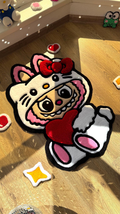 Pink x White Custom Rug – Cute Puffy 3D Tufted Carpet, Kawaii Handmade Decor, Fluffy Anime Rug for Kids Bedroom or Gift for Her