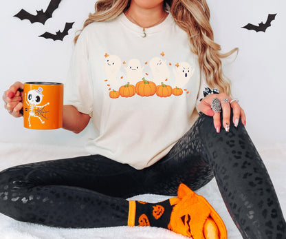 Halloween Ghost Shirt, Halloween Pumpkin Sweatshirt, Spooky Season T-Shirt, Treat Or Trick Pumpkin Tee, Scary Halloween Woman Shirt