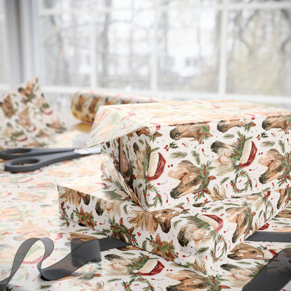 Horse Christmas Wrapping Paper, Equestrian Holiday Gift Wrap, Festive Horse Lover Present, Winter Riding Paper, Cowgirl Xmas Wrap