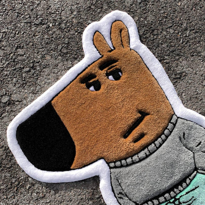 Chill Guy Tufted Rug – Custom Cartoon Rug – Funny Meme Carpet – Handmade Fluffy Statement Rug – Cool Gift for Him