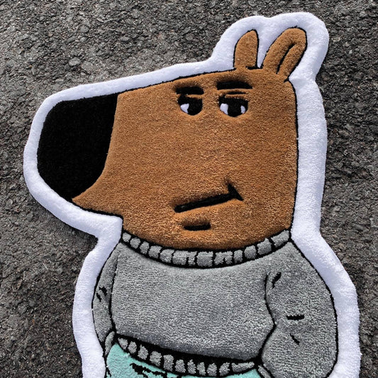 Chill Guy Tufted Rug – Custom Cartoon Rug – Funny Meme Carpet – Handmade Fluffy Statement Rug – Cool Gift for Him