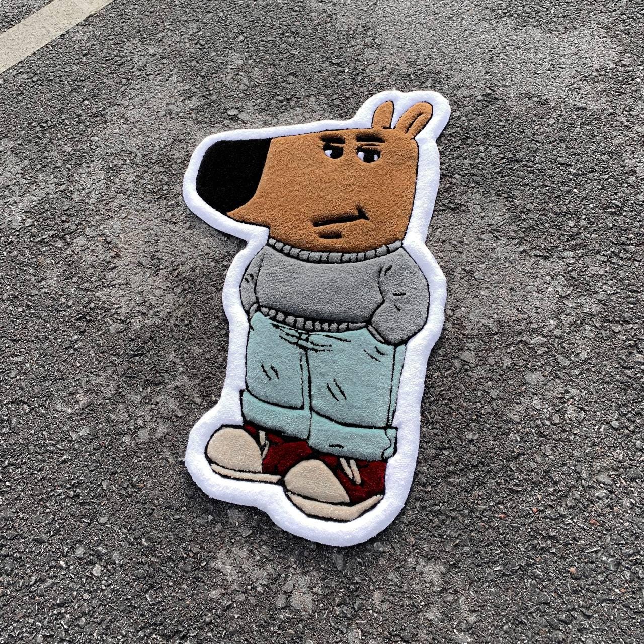 Chill Guy Tufted Rug – Custom Cartoon Rug – Funny Meme Carpet – Handmade Fluffy Statement Rug – Cool Gift for Him