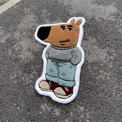 Chill Guy Tufted Rug – Custom Cartoon Rug – Funny Meme Carpet – Handmade Fluffy Statement Rug – Cool Gift for Him