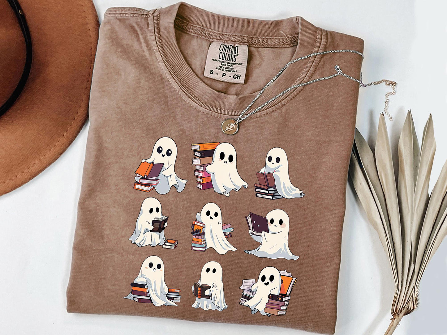 Comfort Colors® Retro Ghost Reading Books Shirt, Librarian Ghost Halloween, Halloween Teacher Shirt, Halloween Shirt, Teacher Gift