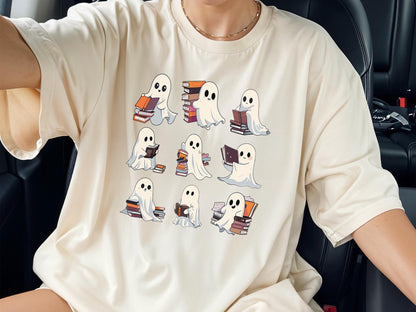 Comfort Colors® Retro Ghost Reading Books Shirt, Librarian Ghost Halloween, Halloween Teacher Shirt, Halloween Shirt, Teacher Gift