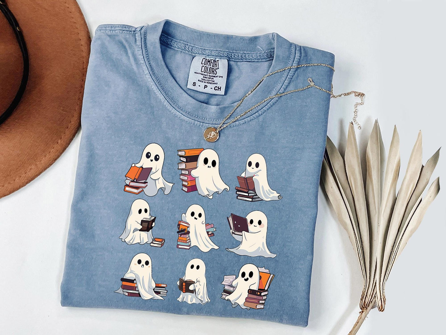 Comfort Colors® Retro Ghost Reading Books Shirt, Librarian Ghost Halloween, Halloween Teacher Shirt, Halloween Shirt, Teacher Gift