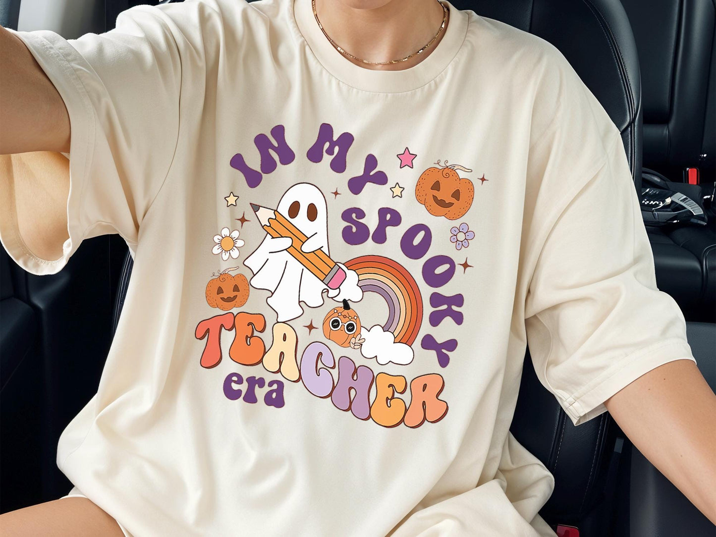 Comfort Colors® Halloween Teacher Shirts, Cute Ghost Teacher Halloween Shirt, Spooky Teacher Tshirt, Halloween Shirt, Fall Teacher Shirt