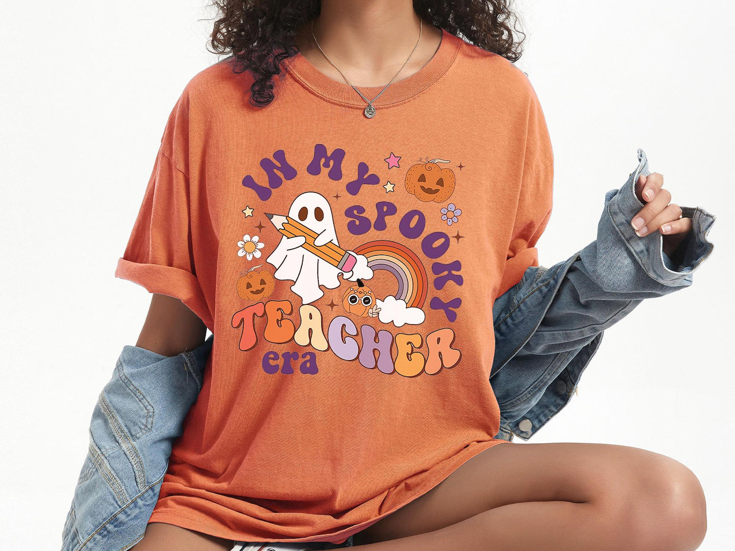 Comfort Colors® Halloween Teacher Shirts, Cute Ghost Teacher Halloween Shirt, Spooky Teacher Tshirt, Halloween Shirt, Fall Teacher Shirt