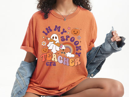 Comfort Colors® Halloween Teacher Shirts, Cute Ghost Teacher Halloween Shirt, Spooky Teacher Tshirt, Halloween Shirt, Fall Teacher Shirt