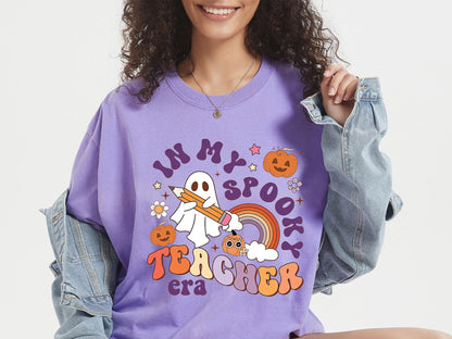 Comfort Colors® Halloween Teacher Shirts, Cute Ghost Teacher Halloween Shirt, Spooky Teacher Tshirt, Halloween Shirt, Fall Teacher Shirt