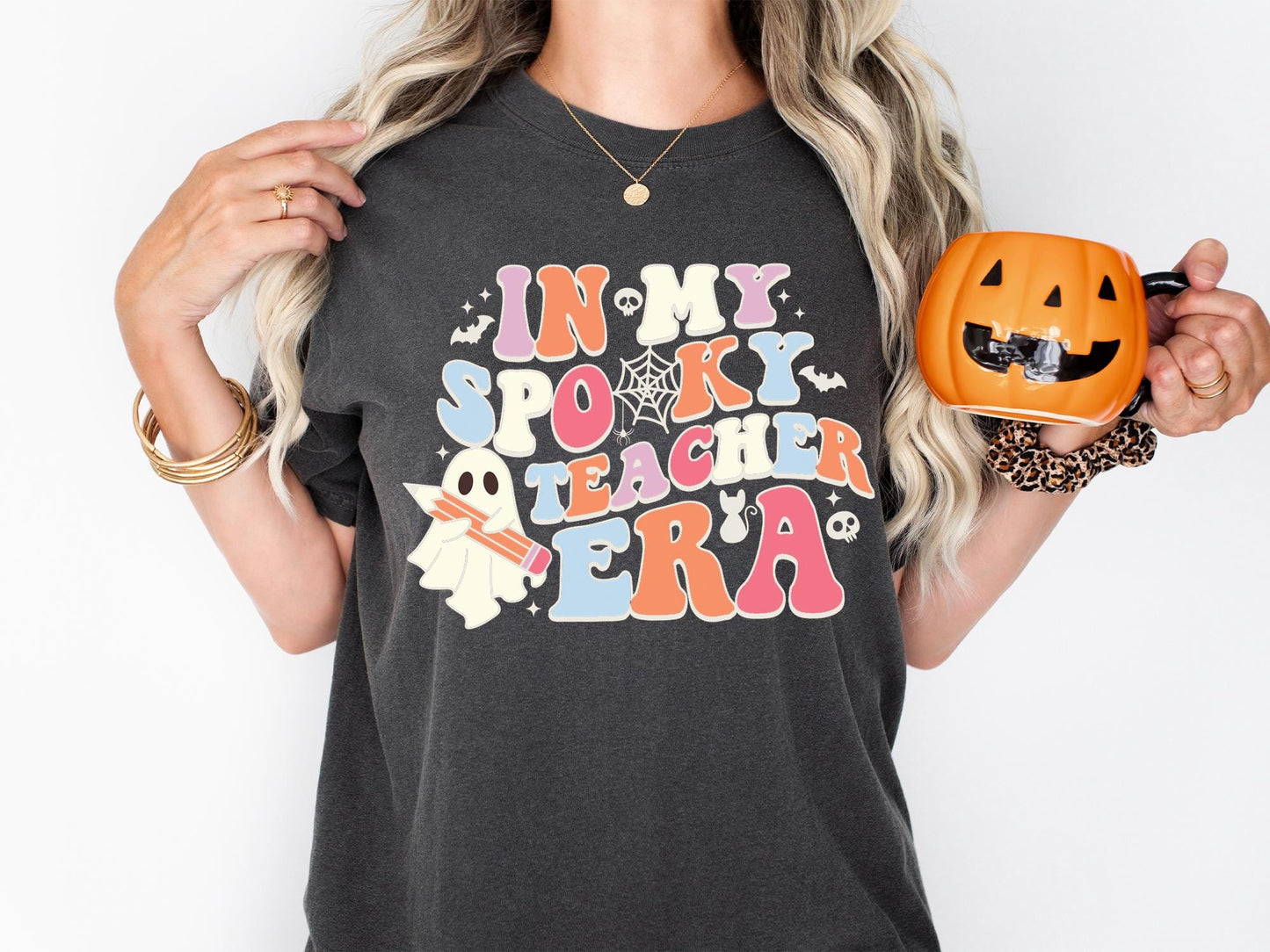 Comfort Colors® Halloween Teacher Shirts, Cute Ghost Teacher Halloween Shirt, Spooky Teacher Tshirt, Halloween Shirt, Fall Teacher Shirt