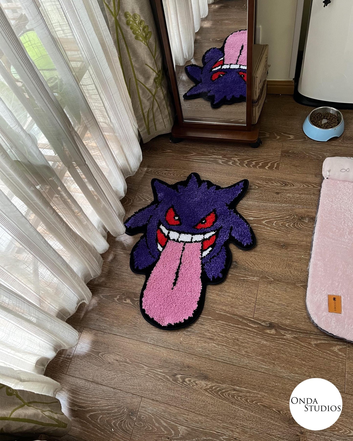 Tufted Gengar with Tongue Rug | Custom Rug, Handmade Rug, Tufted Rug, Cheap Rug, Anime Rug, Bedroom Rug, Living Room Rug, Charizard Rug Gift
