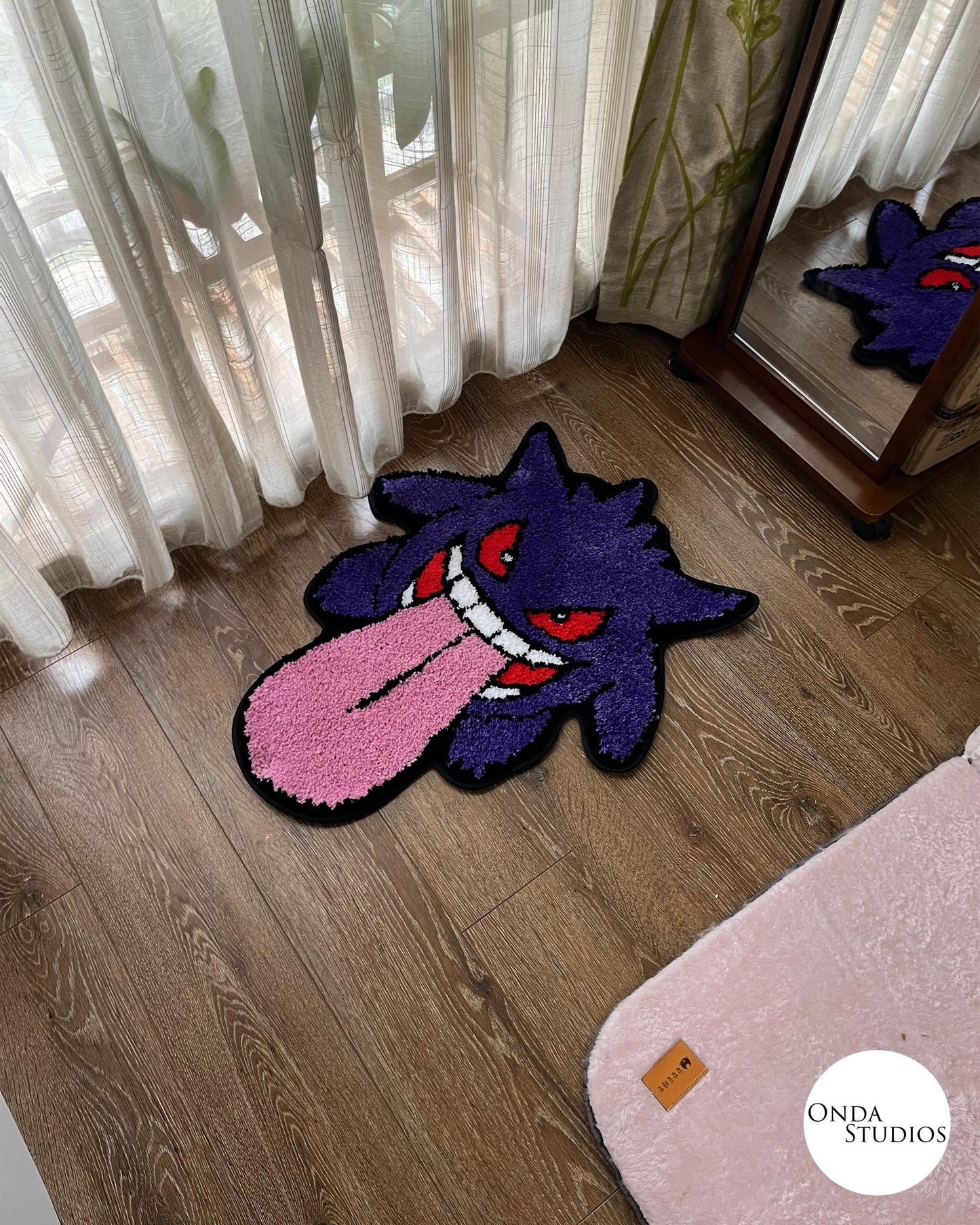 Tufted Gengar with Tongue Rug | Custom Rug, Handmade Rug, Tufted Rug, Cheap Rug, Anime Rug, Bedroom Rug, Living Room Rug, Charizard Rug Gift