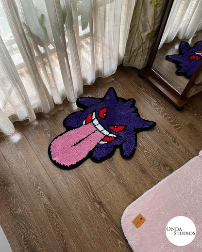 Tufted Gengar with Tongue Rug | Custom Rug, Handmade Rug, Tufted Rug, Cheap Rug, Anime Rug, Bedroom Rug, Living Room Rug, Charizard Rug Gift
