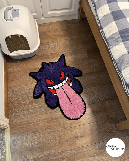 Tufted Gengar with Tongue Rug | Custom Rug, Handmade Rug, Tufted Rug, Cheap Rug, Anime Rug, Bedroom Rug, Living Room Rug, Charizard Rug Gift