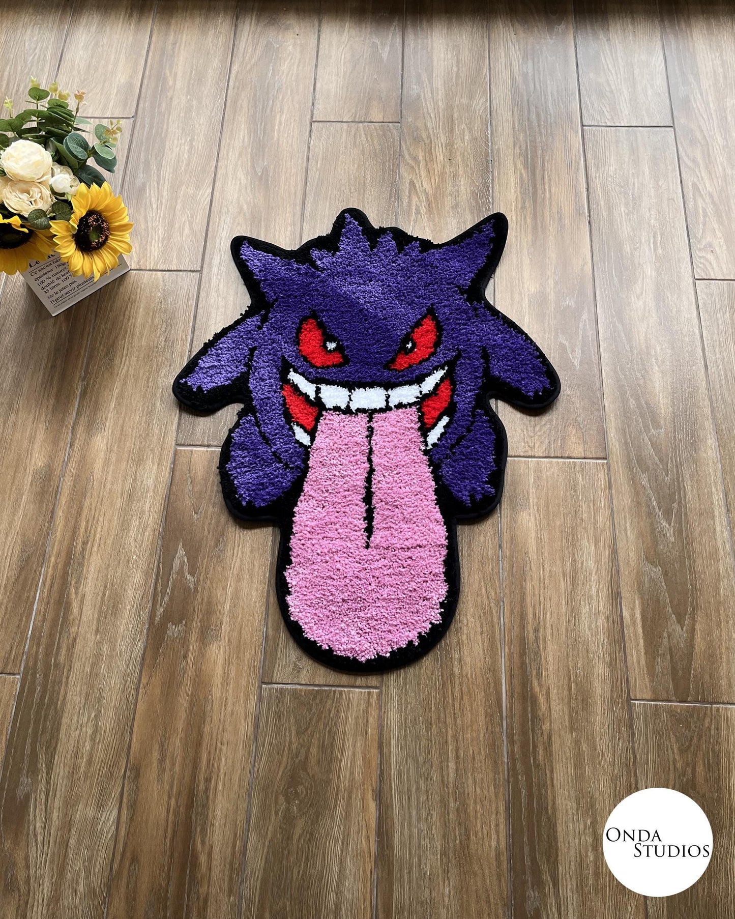 Tufted Gengar with Tongue Rug | Custom Rug, Handmade Rug, Tufted Rug, Cheap Rug, Anime Rug, Bedroom Rug, Living Room Rug, Charizard Rug Gift