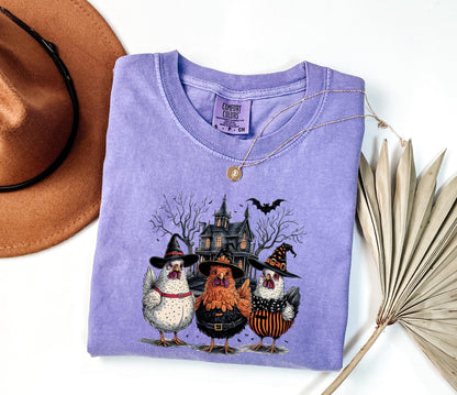Comfort Colors® Cute Halloween Chicken Shirt, Chicken Lover Halloween Gift, Farmer Halloween, Chicken Mom Halloween Shirt, Thanksgiving Gift