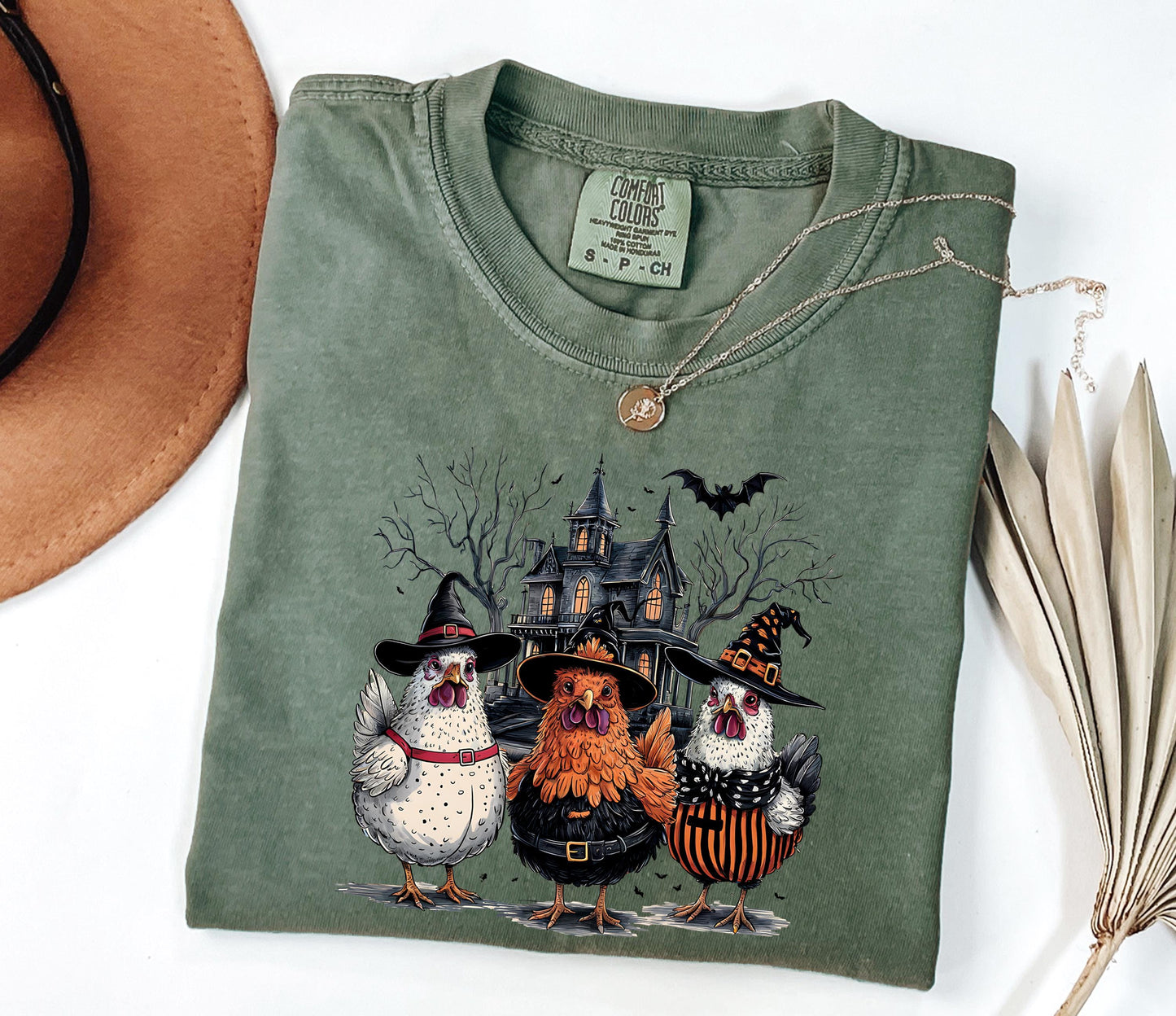 Comfort Colors® Cute Halloween Chicken Shirt, Chicken Lover Halloween Gift, Farmer Halloween, Chicken Mom Halloween Shirt, Thanksgiving Gift