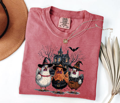 Comfort Colors® Cute Halloween Chicken Shirt, Chicken Lover Halloween Gift, Farmer Halloween, Chicken Mom Halloween Shirt, Thanksgiving Gift