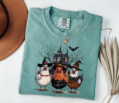 Comfort Colors® Cute Halloween Chicken Shirt, Chicken Lover Halloween Gift, Farmer Halloween, Chicken Mom Halloween Shirt, Thanksgiving Gift