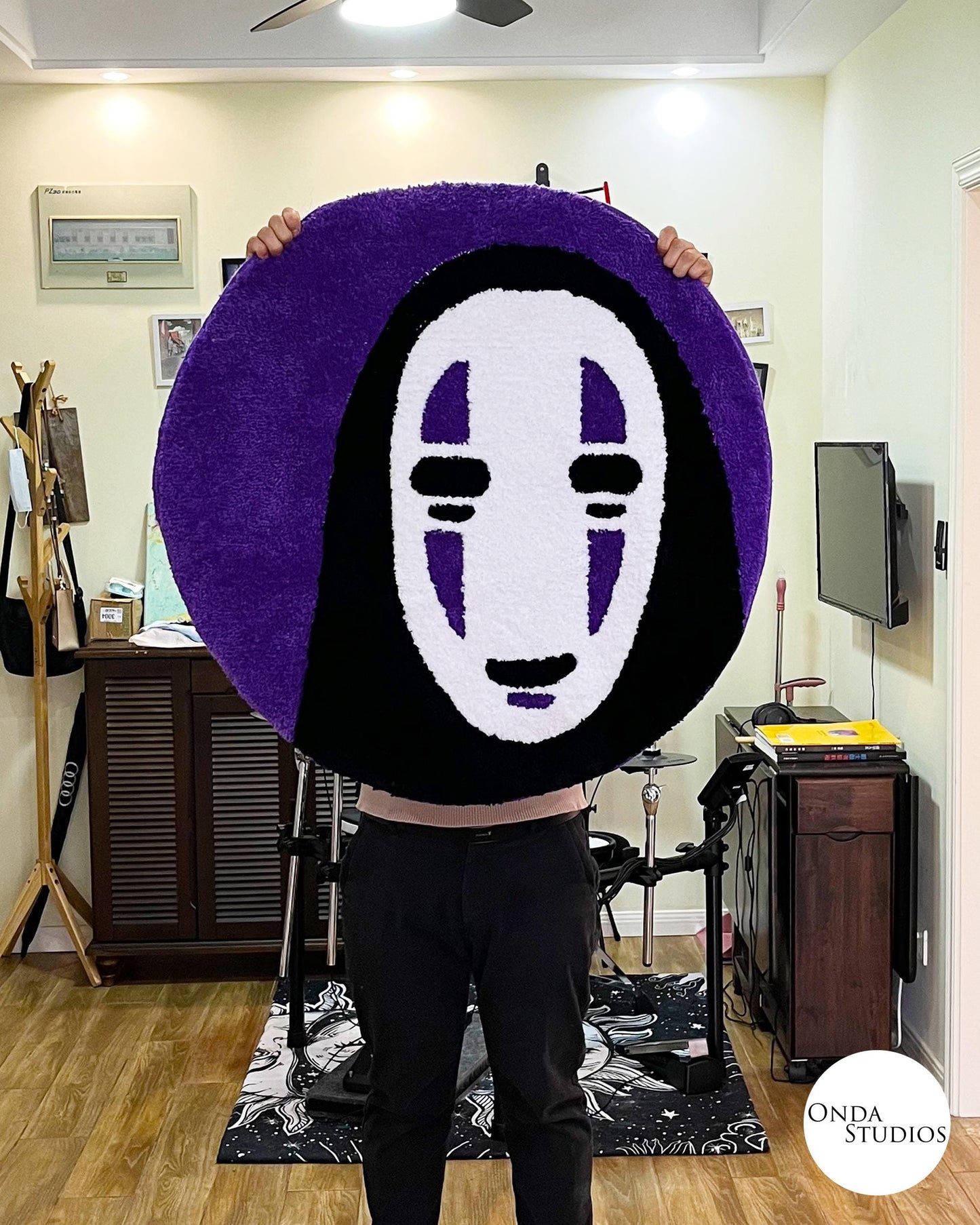 Tufted Spirited Away No Face Rug | Custom Rug, Handmade Rug, Tufted Rug, Anime Rug, Round Rug, Cheap Rug, Bedroom Rug, Living Room Rug,