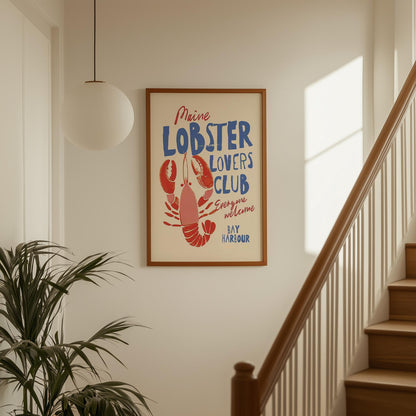 Lobster Watercolor Print: Coastal Beach House Wall Art