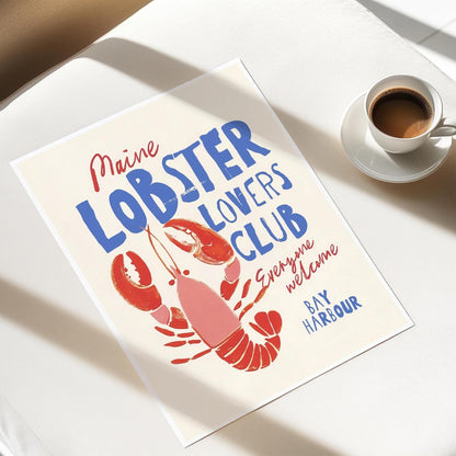 Lobster Watercolor Print: Coastal Beach House Wall Art