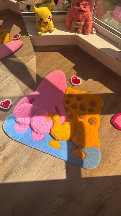 Custom Handmade Tufted Rug – Pink Puffy Carpet, Kids Room Floor Decor, 3d Rug, Fluffy Mat Home Decor
