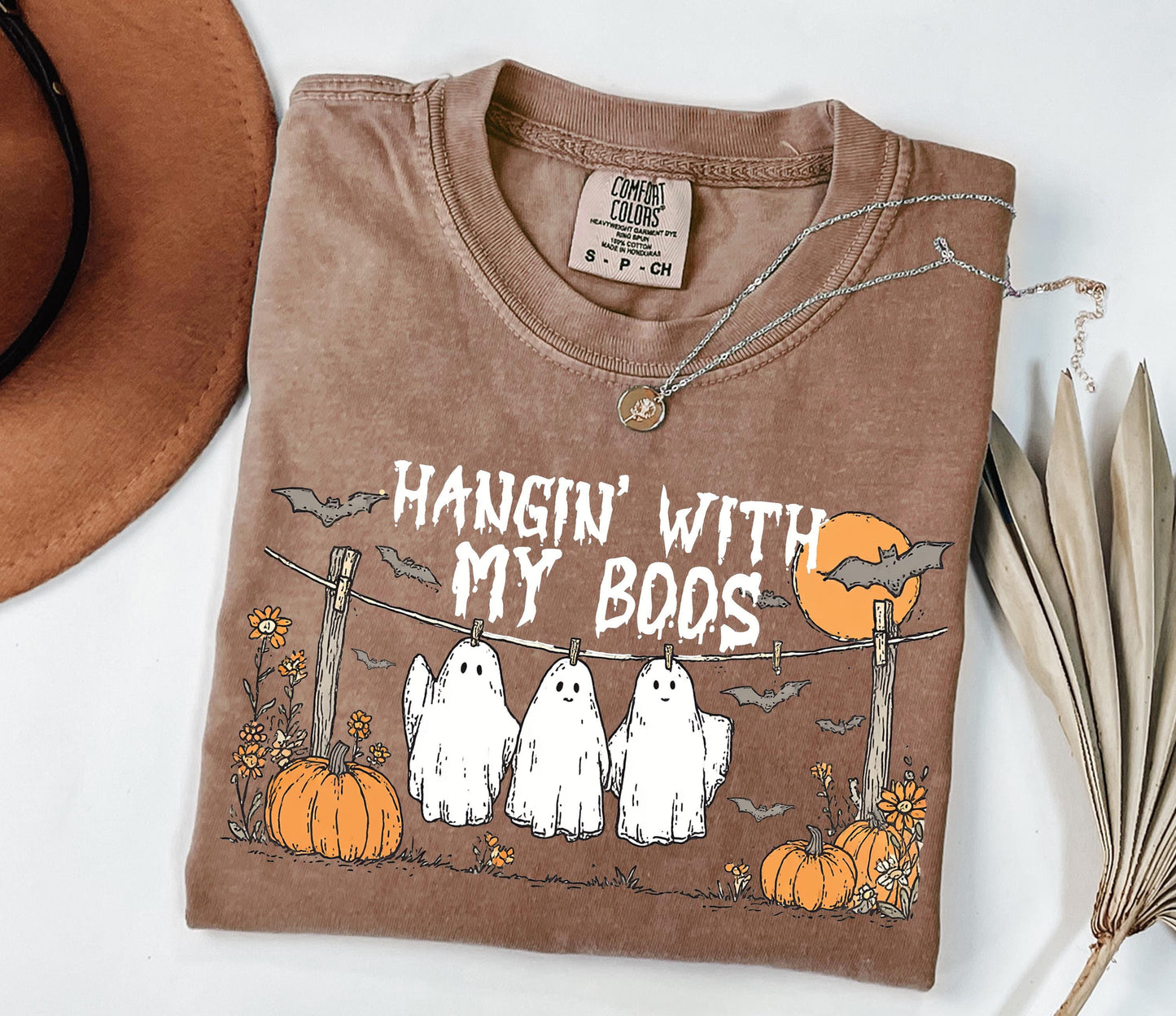 Comfort Colors® Hangin with My Boos Shirt, Funny Hanging Ghost Friends Halloween Shirt, Retro Ghost Shirt, Cute Halloween Shirt, Fall Shirt