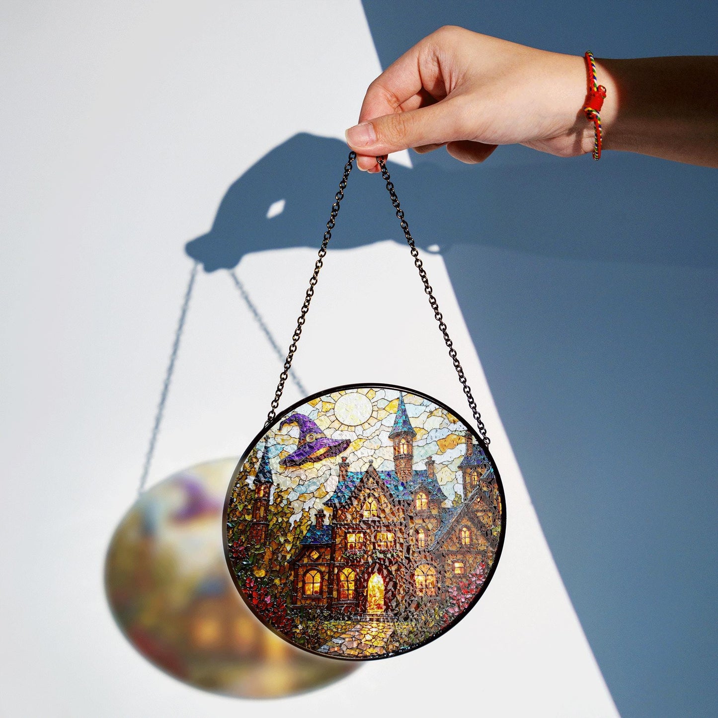 Enchanted haunted house suncatcher Halloween window hanging gift for witch lovers or spooky home decor