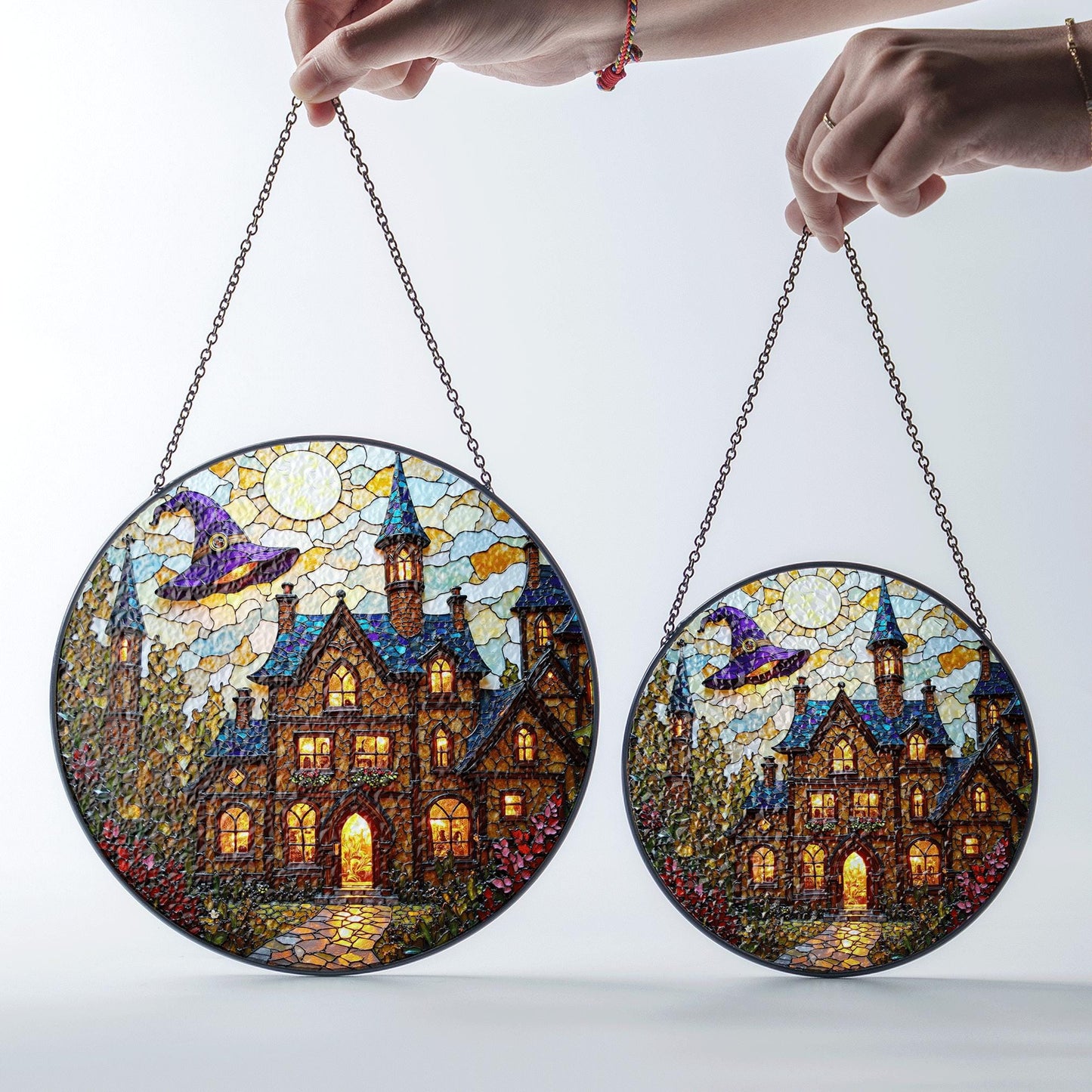 Enchanted haunted house suncatcher Halloween window hanging gift for witch lovers or spooky home decor