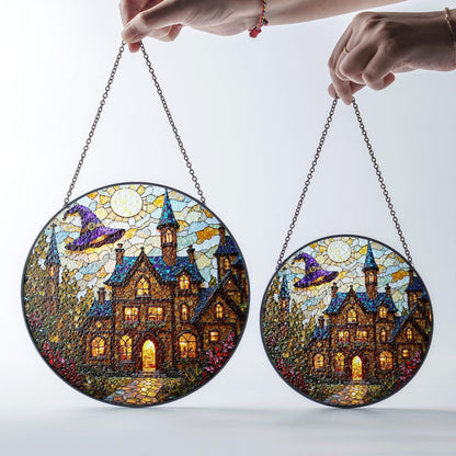 Enchanted haunted house suncatcher Halloween window hanging gift for witch lovers or spooky home decor