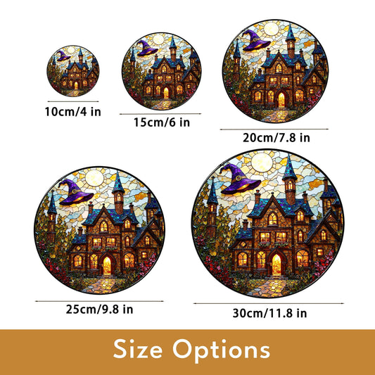 Enchanted haunted house suncatcher Halloween window hanging gift for witch lovers or spooky home decor