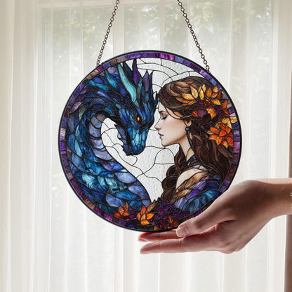 Dragon Glass Suncatcher, Dragon Lovers Gift, Dragon Inspired Art, Dragon Ornament, Fantasy Dragon Window Hanging, Ornament Gift for Mythical