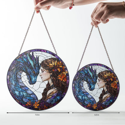 Dragon Glass Suncatcher, Dragon Lovers Gift, Dragon Inspired Art, Dragon Ornament, Fantasy Dragon Window Hanging, Ornament Gift for Mythical