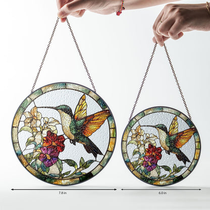 Hummingbird and Flower stained glass, Tiffany Glass Bird Window Hanging, Stained Glass Hummingbird Suncatcher,