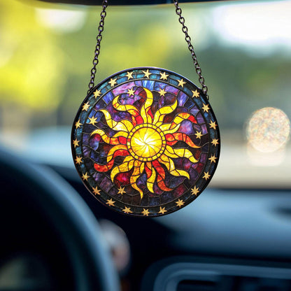 Sun Glass Suncatcher, Celestial Night Sky Suncatcher, Whimsical Spiral Sun, Sun Set Lover Gift, Star Home Decor, New Home Decor, mom gift