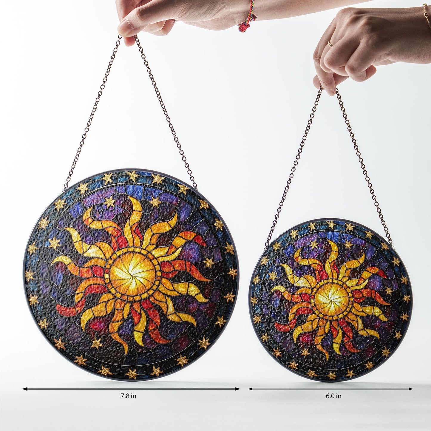 Sun Glass Suncatcher, Celestial Night Sky Suncatcher, Whimsical Spiral Sun, Sun Set Lover Gift, Star Home Decor, New Home Decor, mom gift