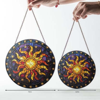 Sun Glass Suncatcher, Celestial Night Sky Suncatcher, Whimsical Spiral Sun, Sun Set Lover Gift, Star Home Decor, New Home Decor, mom gift
