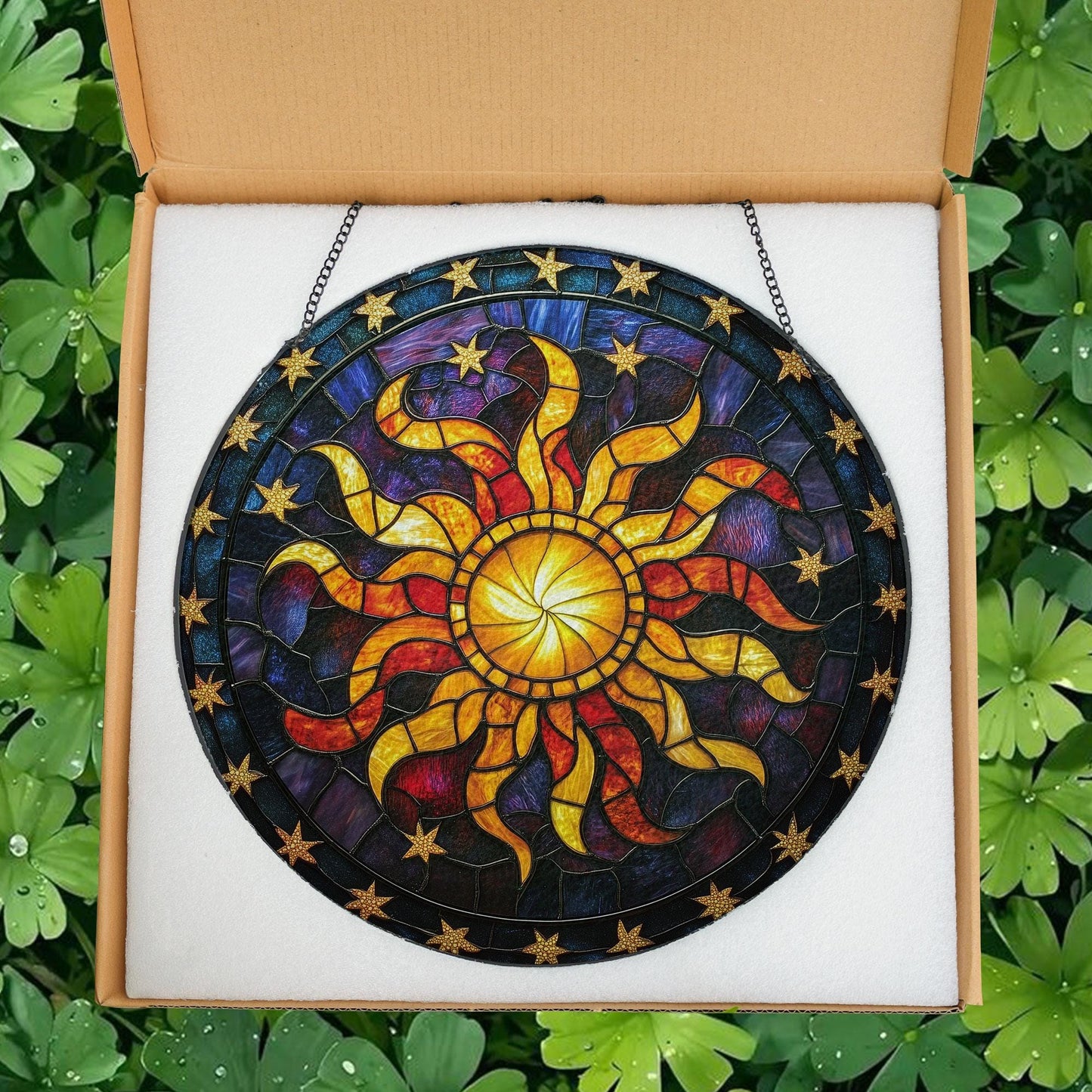 Sun Glass Suncatcher, Celestial Night Sky Suncatcher, Whimsical Spiral Sun, Sun Set Lover Gift, Star Home Decor, New Home Decor, mom gift