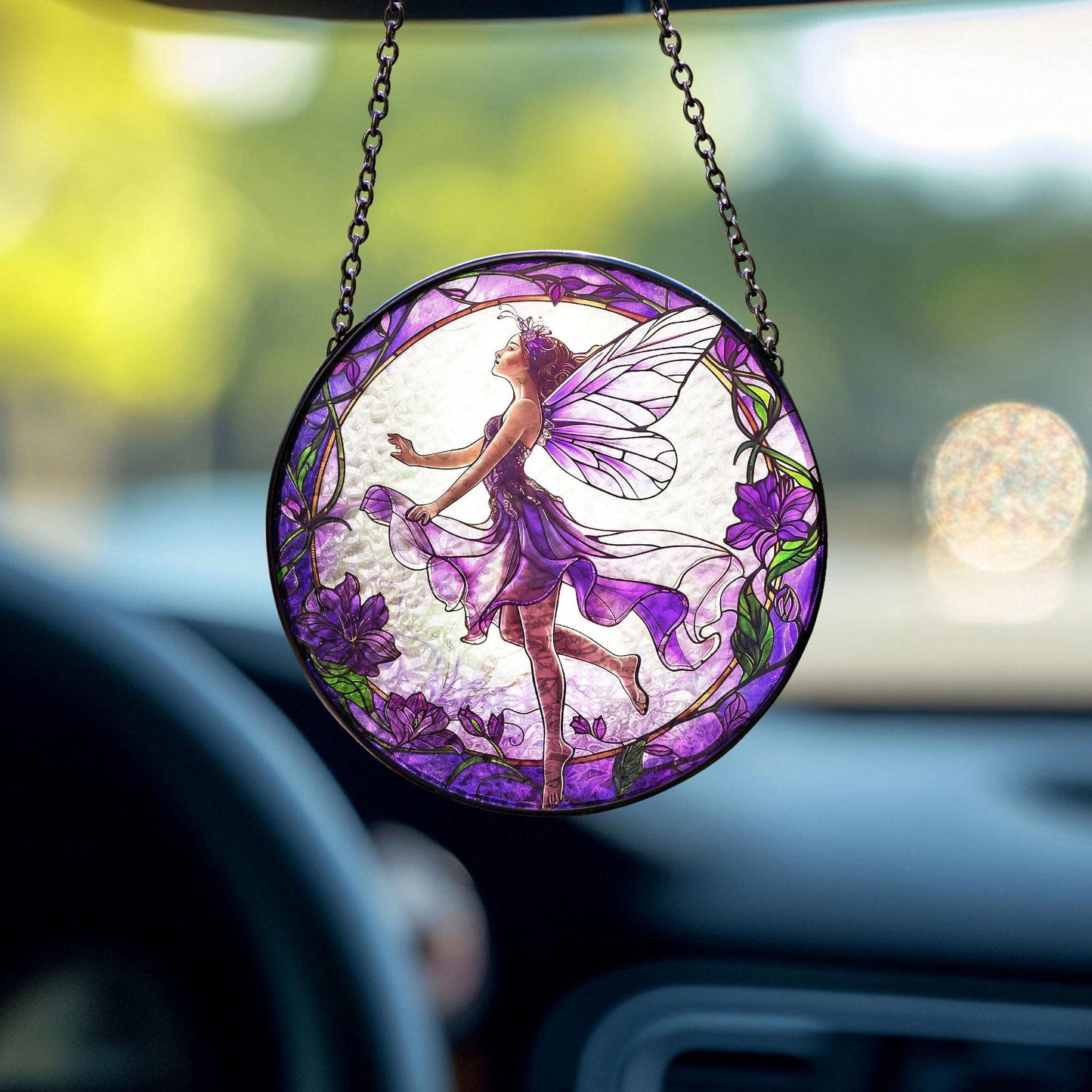 Purple Butterfly Fairy Glass Suncatcher, Fairy Garden Decor, Butterfly Fairy Ornament, Fantasy Decor, Magical Decor, Gift for Fantasy Lovers