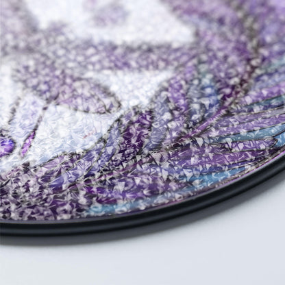 Purple Dragonfly Stained Glass Suncatcher, Dragonfly Moon Suncatcher, Insect Garden Art, Nature-Inspired Glass Panel, Spring Decor Home