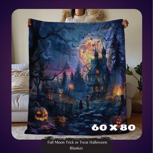 Halloween Blanket, Plush Fall Spooky Throw, Cute Goth Halloween Decor, Halloween Lover Gift, Halloween Home Decor by Harbor Island Decor