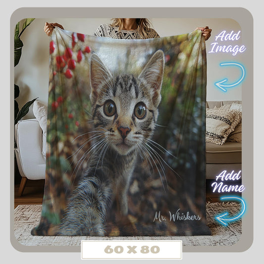 Custom Pet Blanket - Loss or Love of Cat Gift, Pet Memorial Sympathy and Keepsake, Gift for Cat Mom, Memory Of For Him Her HarborIslandDecor