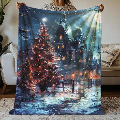 Spooky Christmas Blanket, Witches Blanket, Dark Academia Decorative Blanket, Goth Home Decor, Cozy Halloween Blanket by Harbor Island Decor