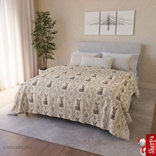 Sherpa Blanket Personalized Nature Blanket Cottagecore Rabbit Wildlife Throw Gift Cottagecore Decor Forestcore Blanket by HarborIslandDecor